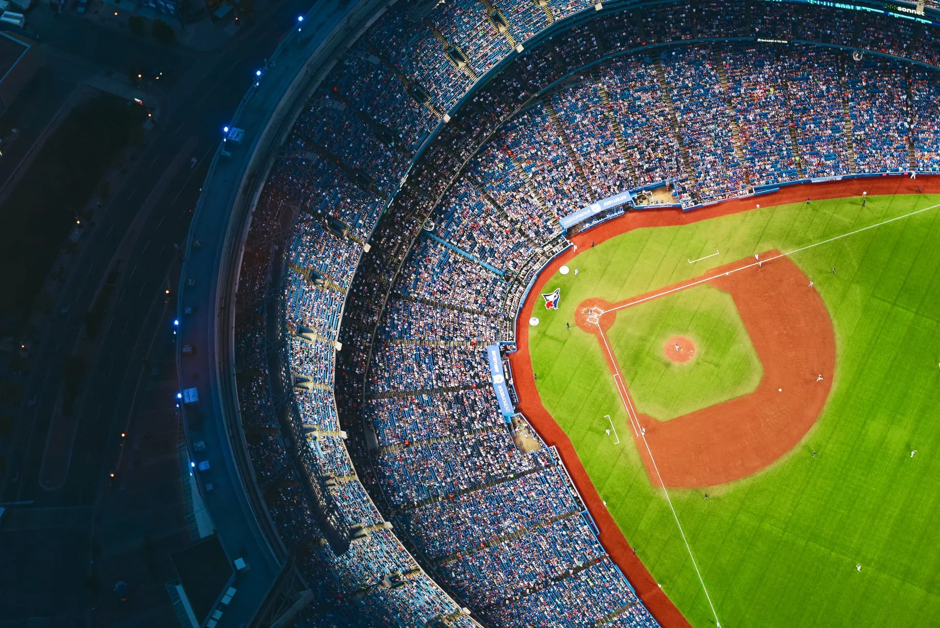 Overhead view of a baseball stadium