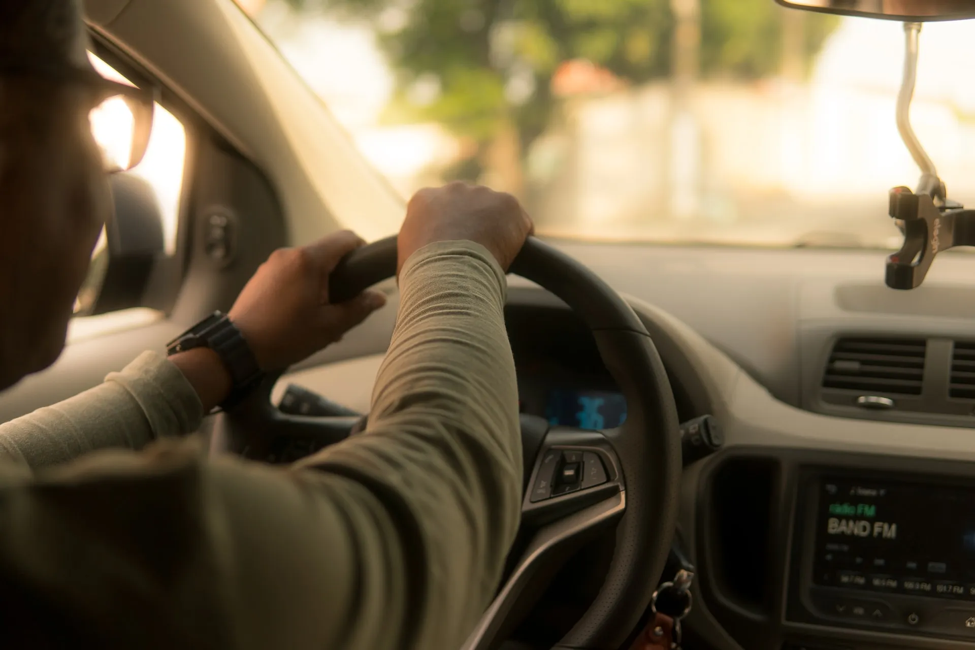 Man driving vehicle